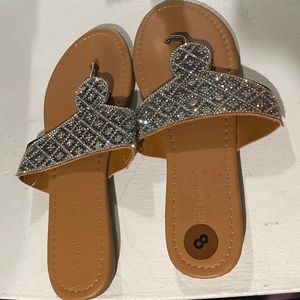 OLIVIA MILLER rhinestone sandals